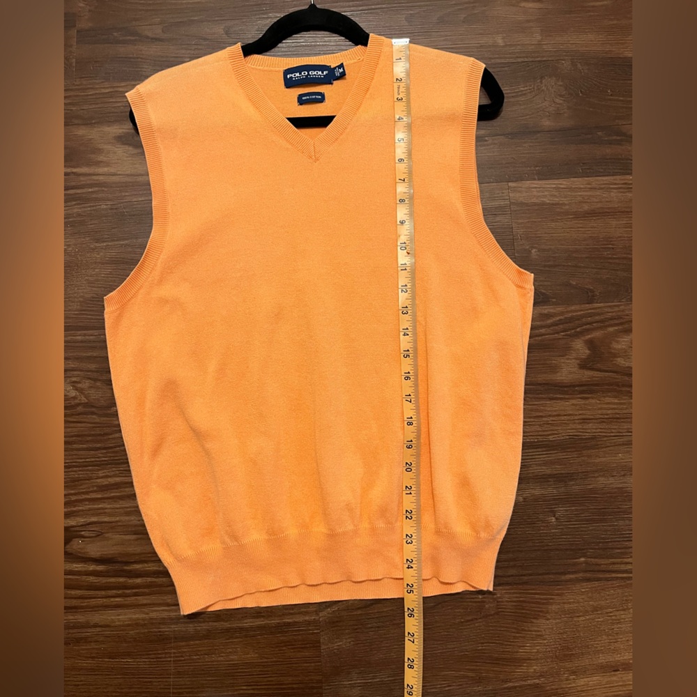Polo Ralph Lauren 100 % Cotton Men's Vest Orange Blue Pony Size M - Picture 7 of 7